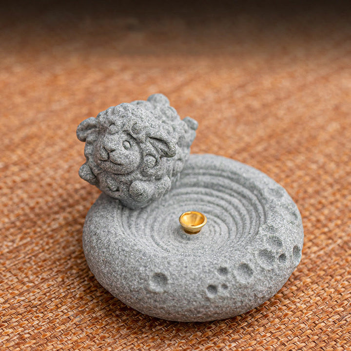Quemador de incienso curativo con Buddha Stones y zodíaco chino para decoración de escritorio