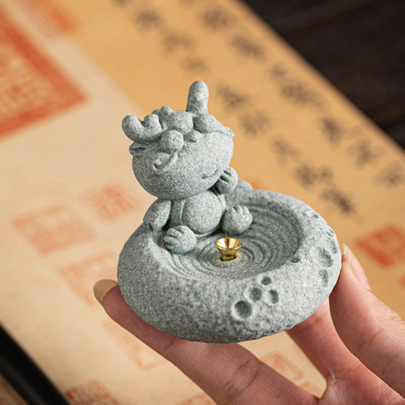 Quemador de incienso curativo con Buddha Stones y zodíaco chino para decoración de escritorio
