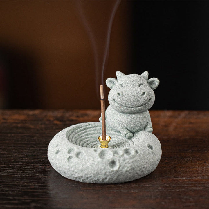 Quemador de incienso curativo con Buddha Stones y zodíaco chino para decoración de escritorio