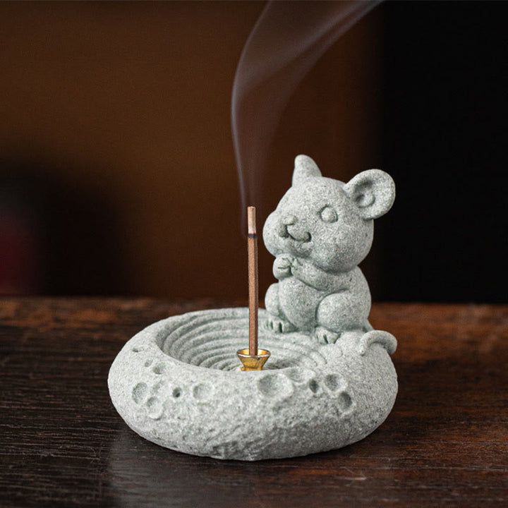 Quemador de incienso curativo con Buddha Stones y zodíaco chino para decoración de escritorio