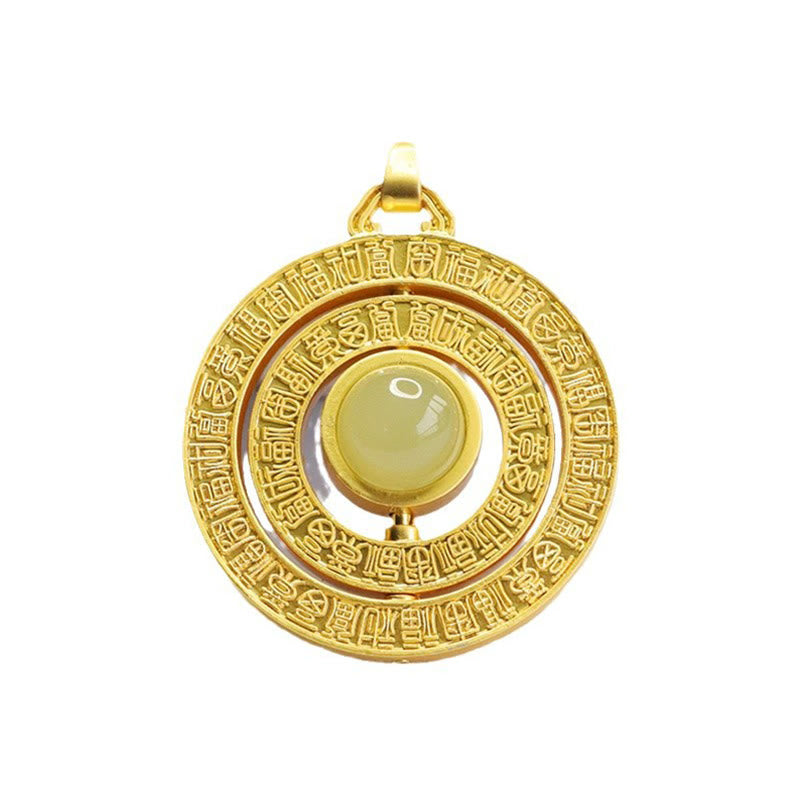 Colgante de collar giratorio con símbolo de suerte Fu de las cien bendiciones de jade hetiano de Buddha Stones