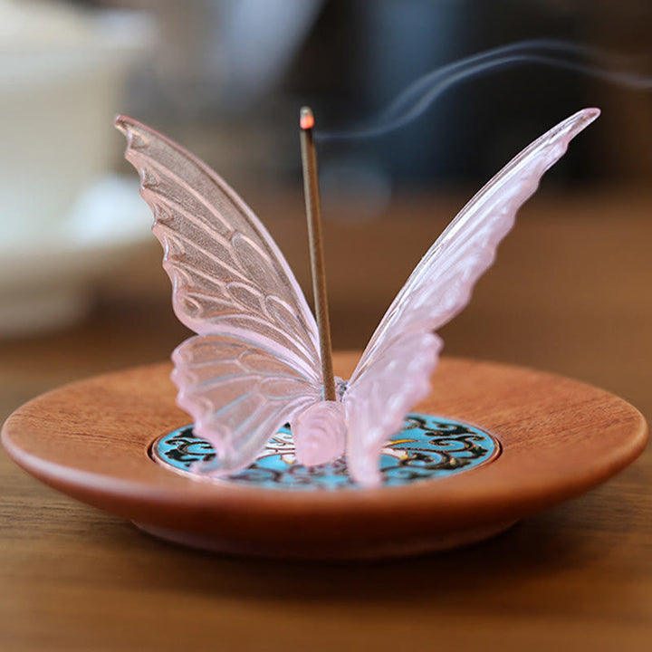 Quemador de incienso curativo con forma de mariposa y Buddha Stones para decoración de escritorio