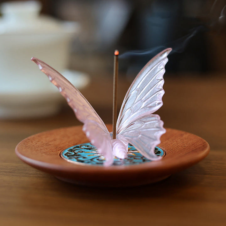 Quemador de incienso curativo con forma de mariposa y Buddha Stones para decoración de escritorio