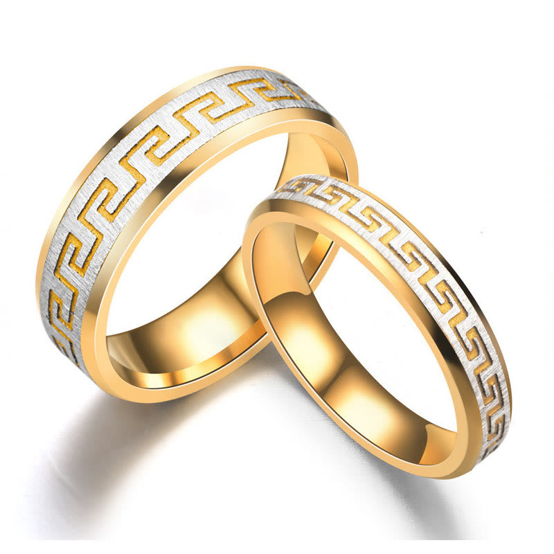 Anillo de equilibrio de acero y titanio con diseño de la Gran Muralla Tibetana y Buddha Stones