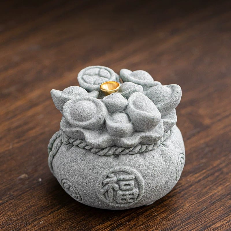 Quemador de incienso curativo con lingotes de Fu con caracteres chinos y Buddha Stones , decoración de escritorio