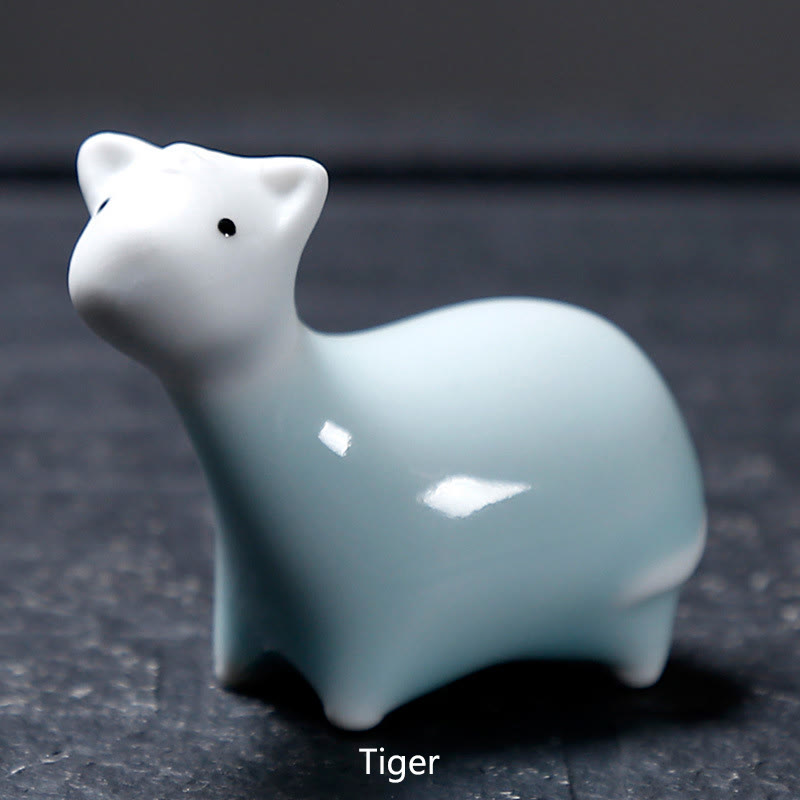 Buddha Stones con diseño del zodíaco chino, cerámica, té, mascota, decoración del hogar - Tigre blanco 6,6 x 5,7 cm - image 22