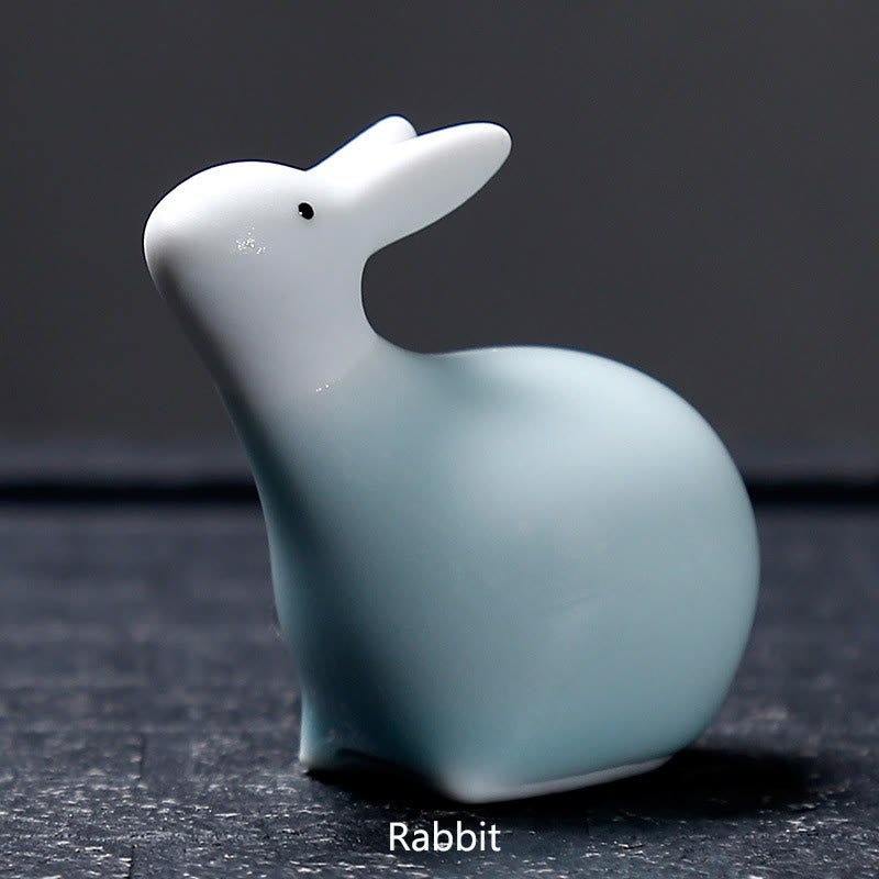 Buddha Stones con diseño del zodíaco chino, cerámica, té, mascota, decoración del hogar - Conejo blanco 6,5*6,2 cm - image 23