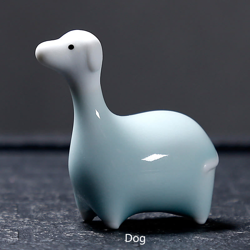 Buddha Stones con diseño del zodíaco chino, cerámica, té, mascota, decoración del hogar - Perro blanco 6,7*6,9 cm - image 29