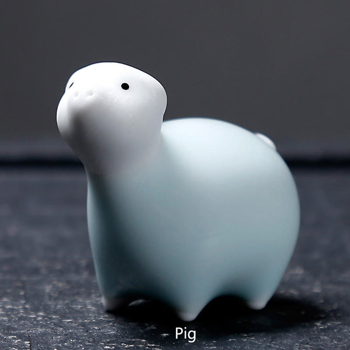 Buddha Stones con diseño del zodíaco chino, cerámica, té, mascota, decoración del hogar - Cerdo blanco 6,1*5,6 cm - image 31