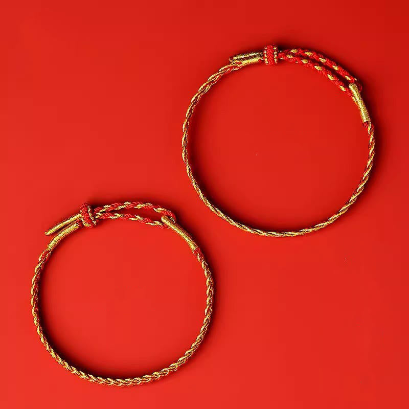 Pulsera de la suerte con hilo rojo y amarillo y Buddha Stones
