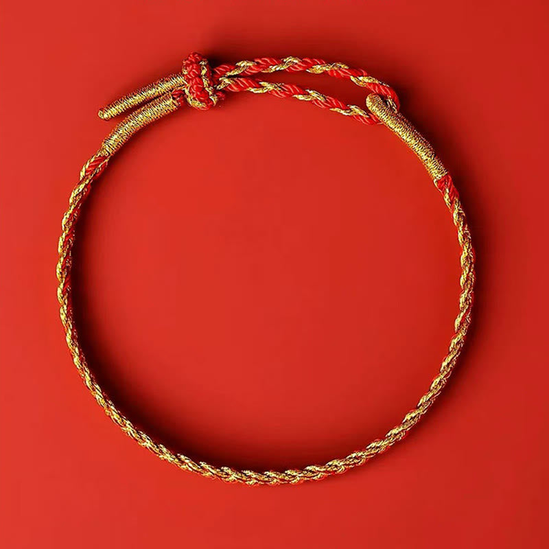 Pulsera de la suerte con hilo rojo y amarillo y Buddha Stones
