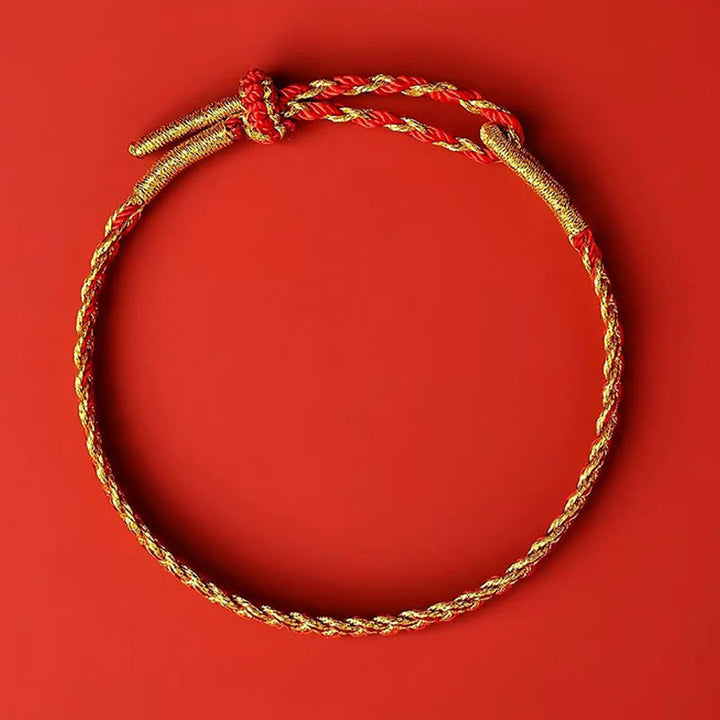 Pulsera de la suerte con hilo rojo y amarillo y Buddha Stones