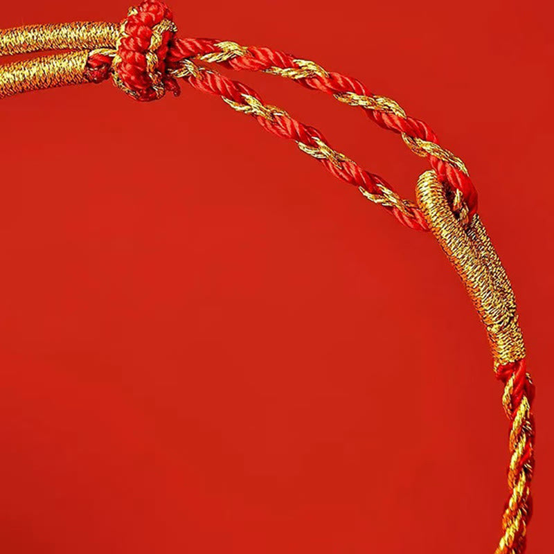 Pulsera de la suerte con hilo rojo y amarillo y Buddha Stones