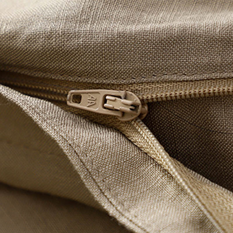 Pantalones de lino y algodón elásticos con bolsillos y botones en la parte delantera y trasera de color liso con Buddha Stones para mujer - image 19