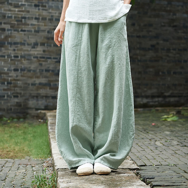 Pantalones de mujer de algodón y ramio con forro polar y cintura elástica de color liso y casual con Buddha Stones y bolsillos - Aguamarina - US4，UK/AU8，EU36 (L) - image 36