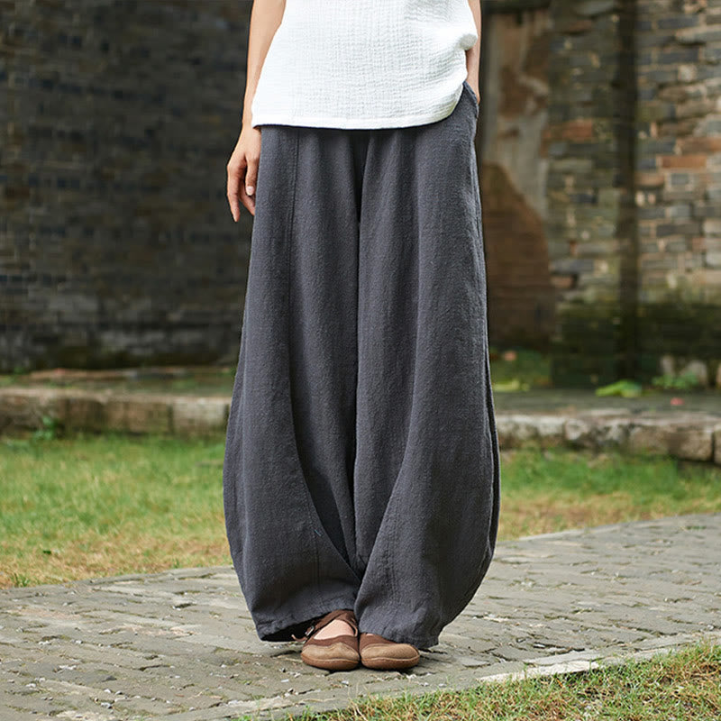 Pantalones de mujer de algodón y ramio con forro polar y cintura elástica de color liso y casual con Buddha Stones y bolsillos - Gris oscuro - US4，UK/AU8，EU36 (L) - image 40
