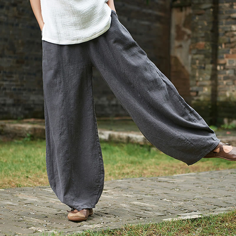 Pantalones de mujer de algodón y ramio con forro polar y cintura elástica de color liso y casual con Buddha Stones y bolsillos - image 43