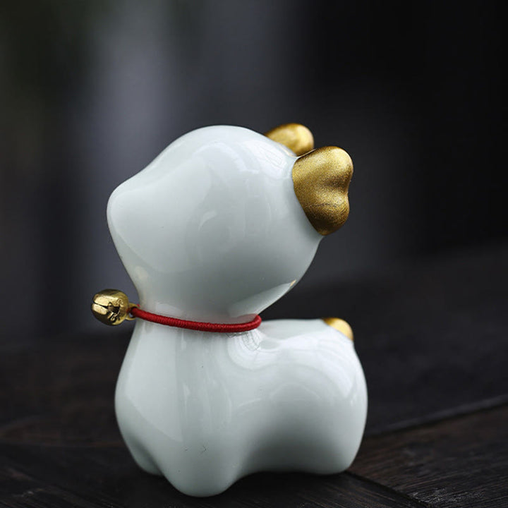Figura decorativa de cerámica para escritorio del hogar con forma de ciervo en miniatura con Buddha Stones