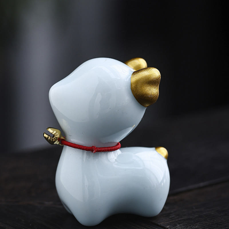 Figura decorativa de cerámica para escritorio del hogar con forma de ciervo en miniatura con Buddha Stones