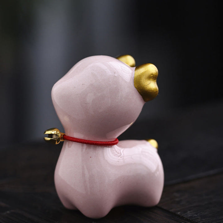 Figura decorativa de cerámica para escritorio del hogar con forma de ciervo en miniatura con Buddha Stones