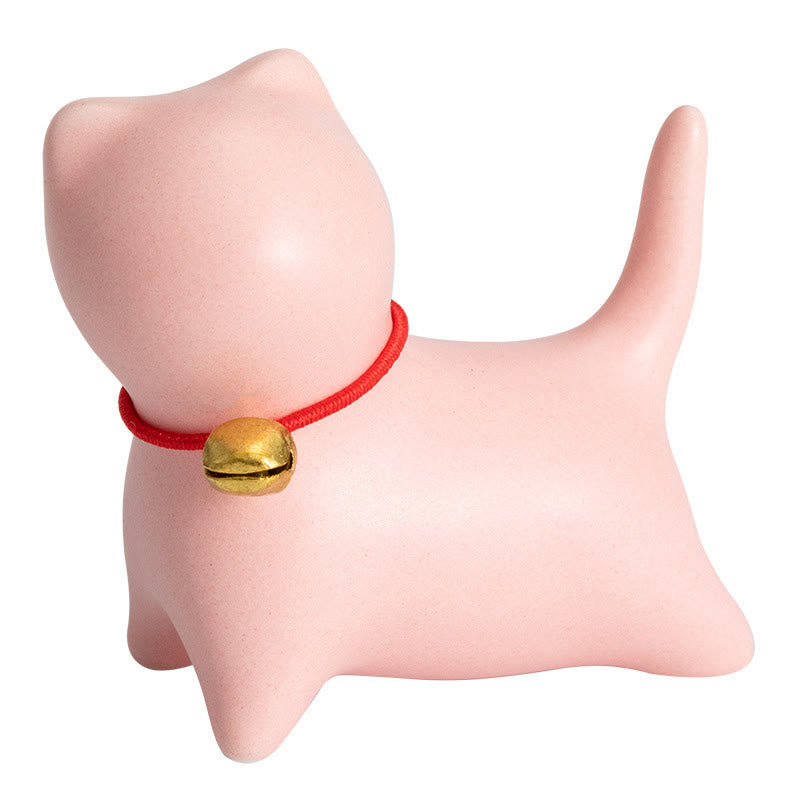 Figura decorativa de cerámica para escritorio del hogar con forma de gato acostado de pie y Buddha Stones - image 11