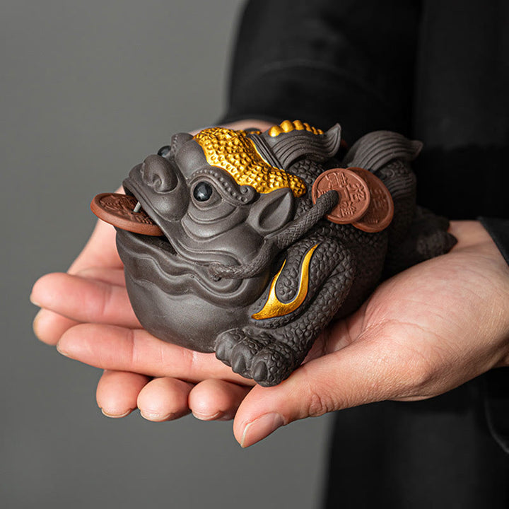 Figura decorativa de cerámica con Buddha Stones , arcilla morada, monedas de cobre, Feng Shui, Buda, piedra, para el hogar, té y mascota - image 3