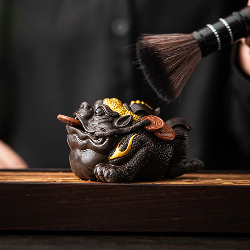 Figura decorativa de cerámica con Buddha Stones , arcilla morada, monedas de cobre, Feng Shui, Buda, piedra, para el hogar, té y mascota - image 9