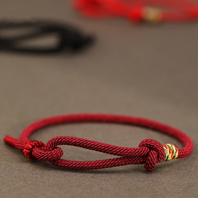 Pulsera de la suerte con monedas de plata de ley 999 y hilo rojo de Buddha Stones en plata de ley 925 - Hilo rojo oscuro - Cuerda de colores - 16-17 cm - image 0