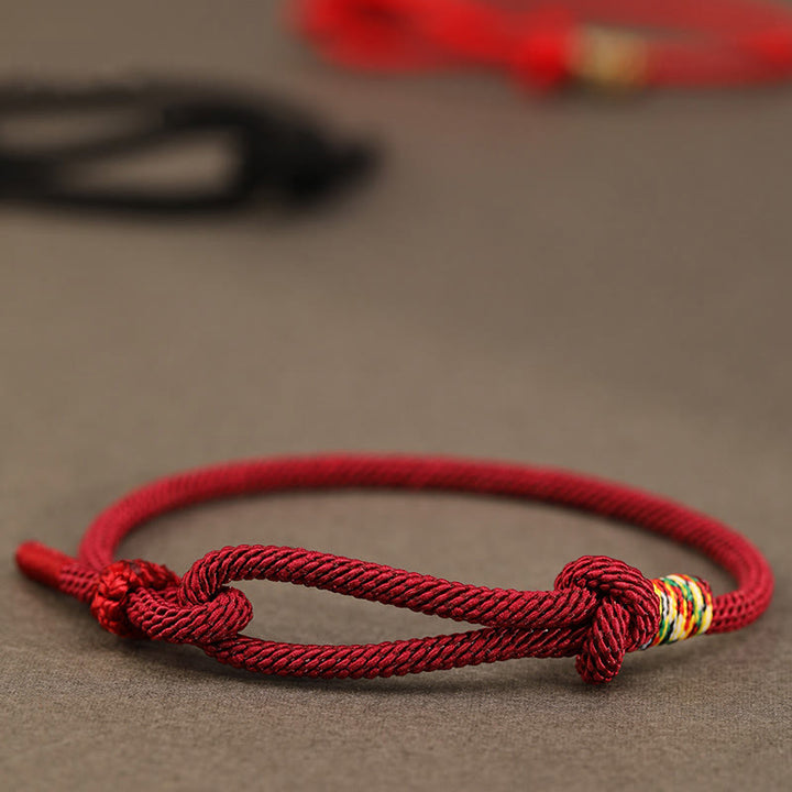 Pulsera de la suerte con monedas de plata de ley 999 y hilo rojo de Buddha Stones en plata de ley 925 - Hilo rojo oscuro - Cuerda de colores - 16-17 cm - image 0