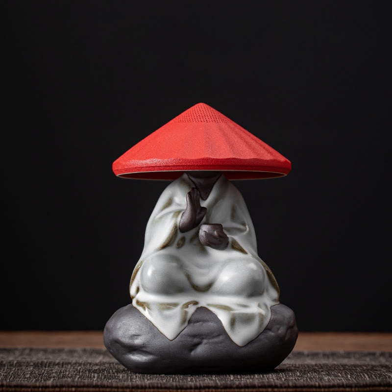 Colador de cerámica con forma de monje zen y piedras de Buddha Stones , accesorio para té, figurita decorativa para el hogar