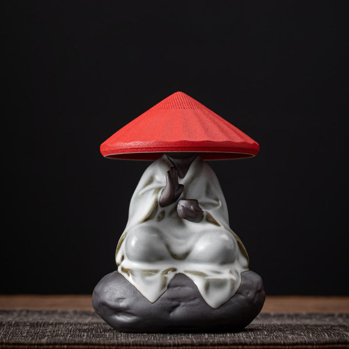 Colador de cerámica con forma de monje zen y piedras de Buddha Stones , accesorio para té, figurita decorativa para el hogar