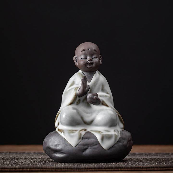 Colador de cerámica con forma de monje zen y piedras de Buddha Stones , accesorio para té, figurita decorativa para el hogar - Monje 9*12,2cm - image 4