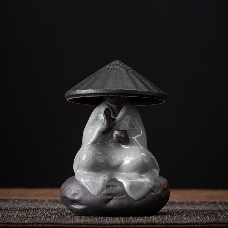 Colador de cerámica con forma de monje zen y piedras de Buddha Stones , accesorio para té, figurita decorativa para el hogar
