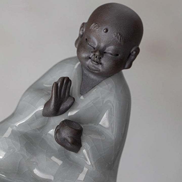 Colador de cerámica con forma de monje zen y piedras de Buddha Stones , accesorio para té, figurita decorativa para el hogar