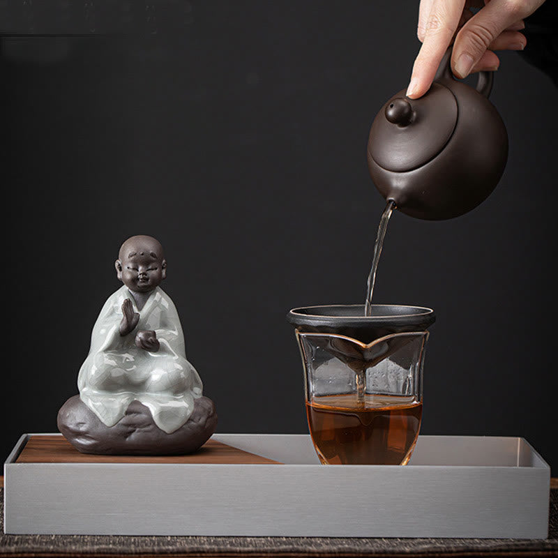 Colador de cerámica con forma de monje zen y piedras de Buddha Stones , accesorio para té, figurita decorativa para el hogar - image 7