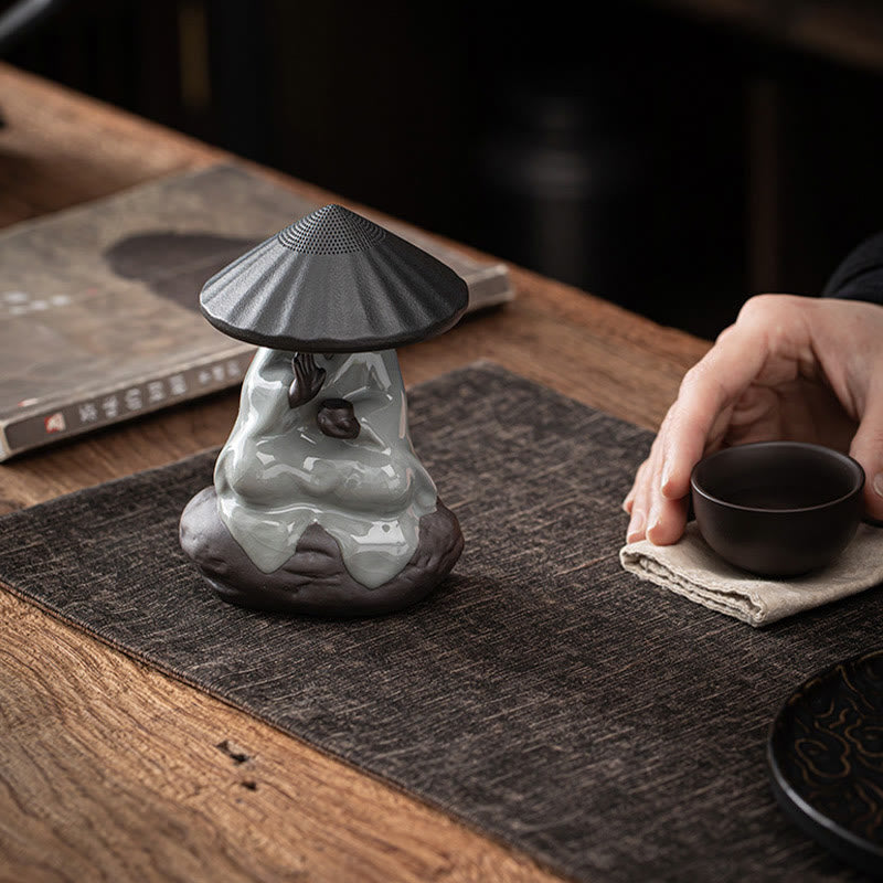 Colador de cerámica con forma de monje zen y piedras de Buddha Stones , accesorio para té, figurita decorativa para el hogar