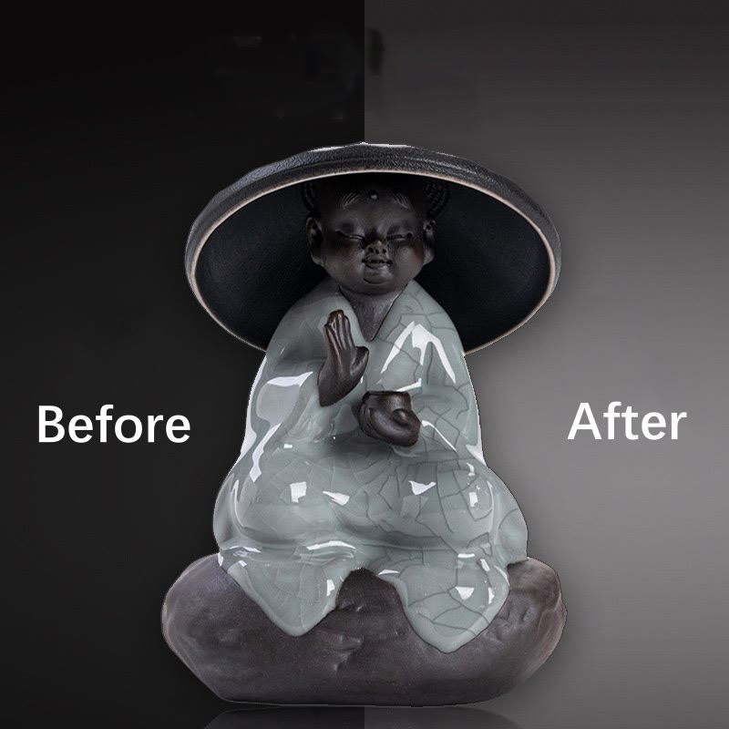 Colador de cerámica con forma de monje zen y piedras de Buddha Stones , accesorio para té, figurita decorativa para el hogar