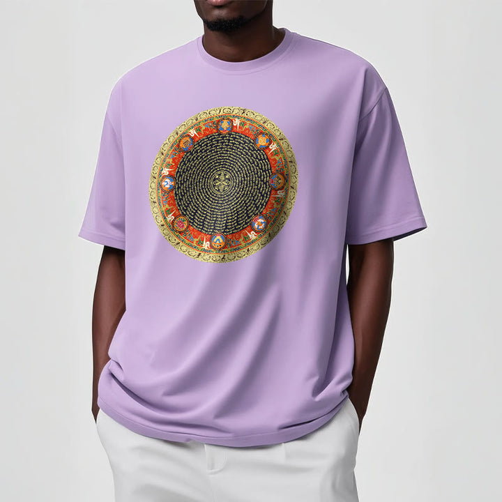 Camiseta de algodón con ocho símbolos auspiciosos y Buddha Stones en forma circular Om Mani Padme Hum - image 17