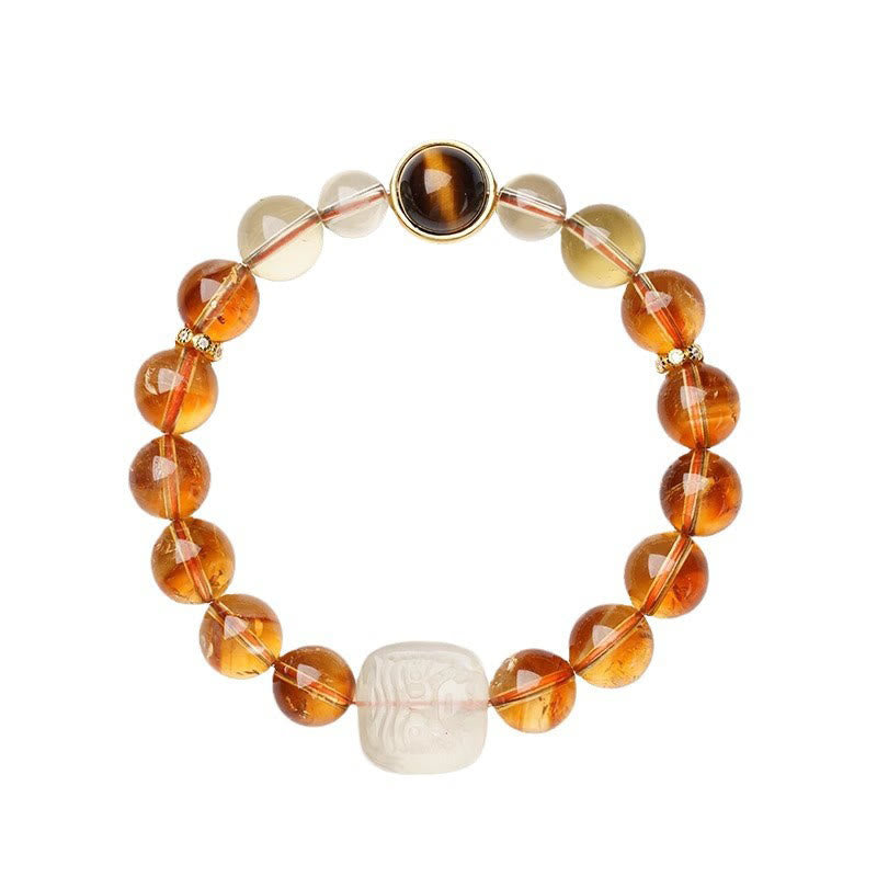 Buddha Stones Pulsera de bondad con topacio Zashi Lhamo