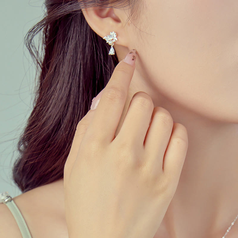 Pendientes de plata de ley 925 con circonita cúbica y perlas de jade hetiano y piedras de Buddha Stones