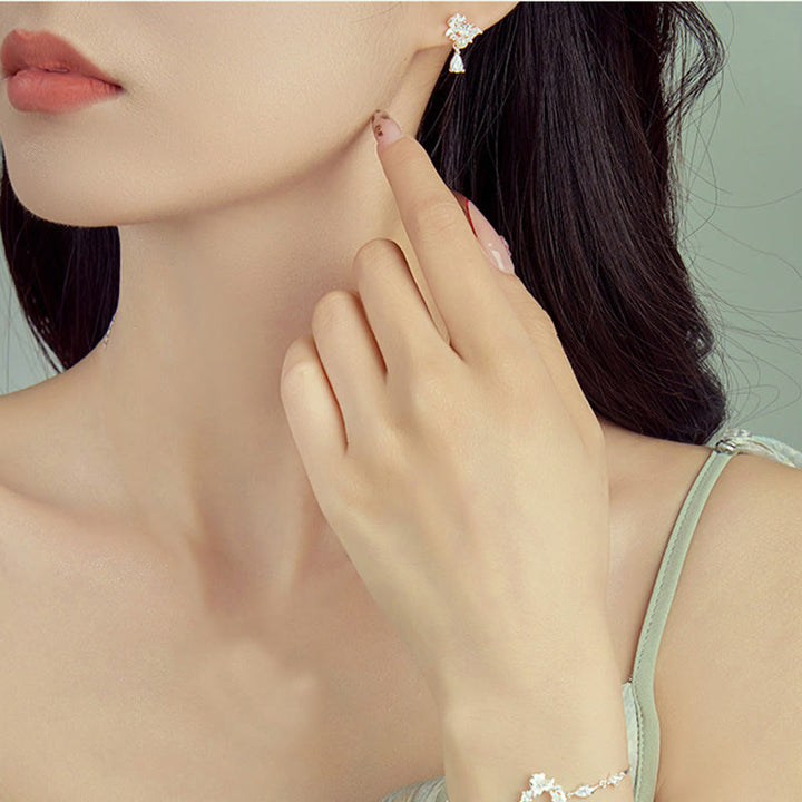 Pendientes de plata de ley 925 con circonita cúbica y perlas de jade hetiano y piedras de Buddha Stones  - image 4