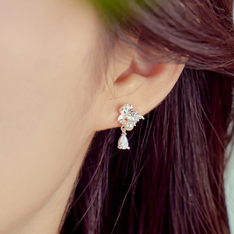 Pendientes de plata de ley 925 con circonita cúbica y perlas de jade hetiano y piedras de Buddha Stones