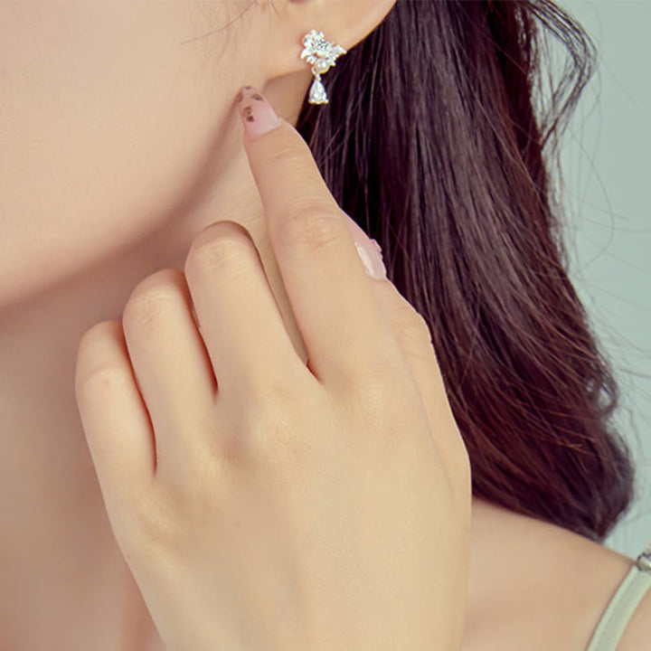 Pendientes de plata de ley 925 con circonita cúbica y perlas de jade hetiano y piedras de Buddha Stones  - image 2