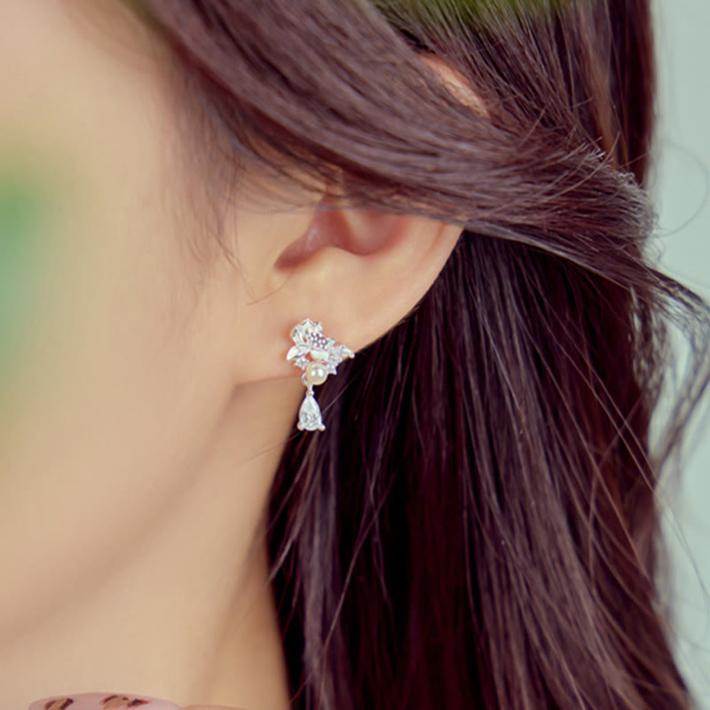 Pendientes de plata de ley 925 con circonita cúbica y perlas de jade hetiano y piedras de Buddha Stones