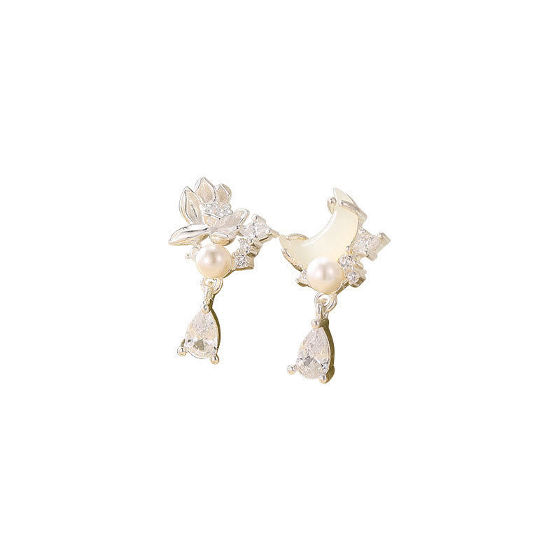 Pendientes de plata de ley 925 con circonita cúbica y perlas de jade hetiano y piedras de Buddha Stones