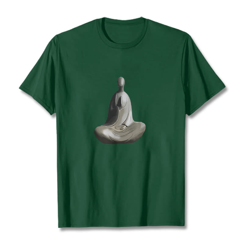 Camiseta de algodón con estampado de Buda sin forma y Buddha Stones en color gris - Verde bosque - 2XL - image 11