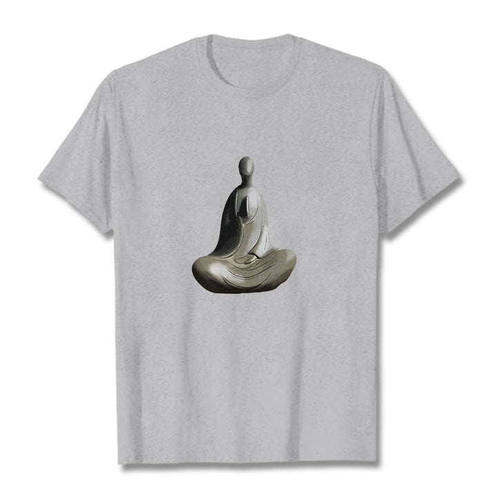 Camiseta de algodón con estampado de Buda sin forma y Buddha Stones en color gris - Gris claro - 2XL - image 1