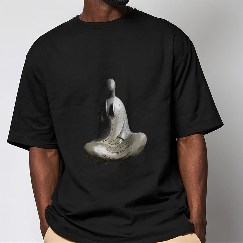 Camiseta de algodón con estampado de Buda sin forma y Buddha Stones en color gris - image 8