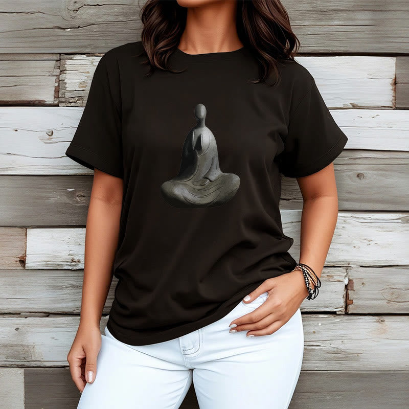 Camiseta de algodón con estampado de Buda sin forma y Buddha Stones en color gris - image 10