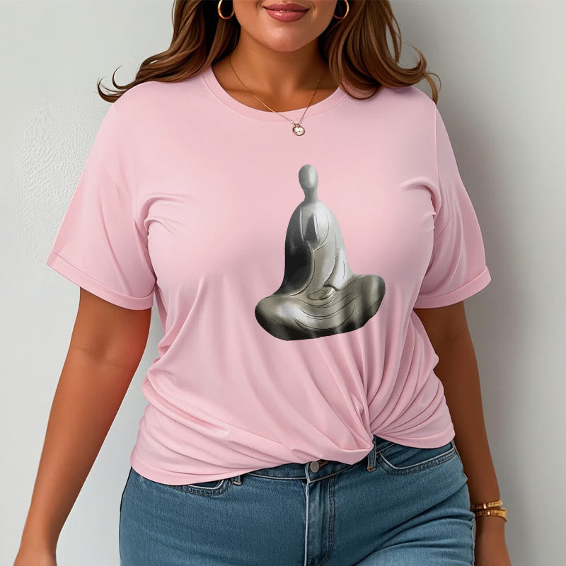 Camiseta de algodón con estampado de Buda sin forma y Buddha Stones en color gris - image 19